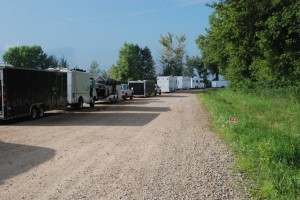 Lined up haulers wait their turn to get into the pit area at the George Scheffler Memorial. (Bert Lehman photo)