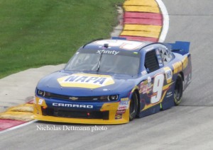 Chase Elliott goes through Turn 7 during the NASCAR XFINITY Series race, the Road America 180 Fired Up by Johnsville, at Road America in Elkhart Lake.