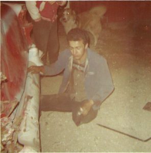 Bob Wondra works on his race car in June 1968 shortly after his return home from Vietnam and rehab. He was determined to get his first race car done. Submitted photo